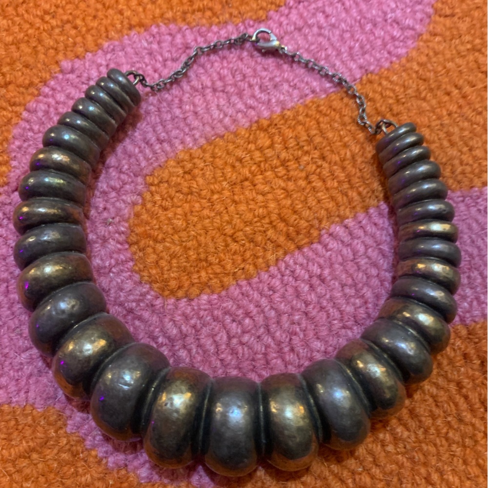 Round Molded Fitted Silver Brass Choker Vintage